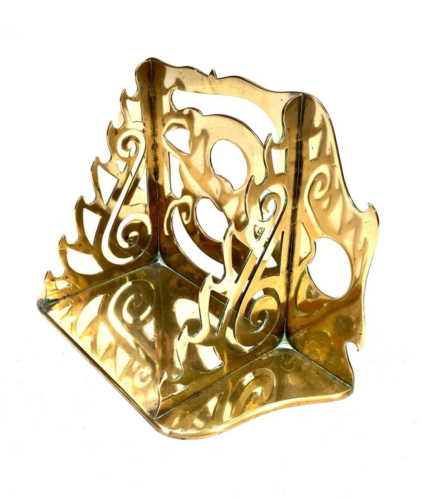 Antique Art Nouveau Brass Desktop Tabletop Pen Holder / Display Rack C.1900 photo Home Decor