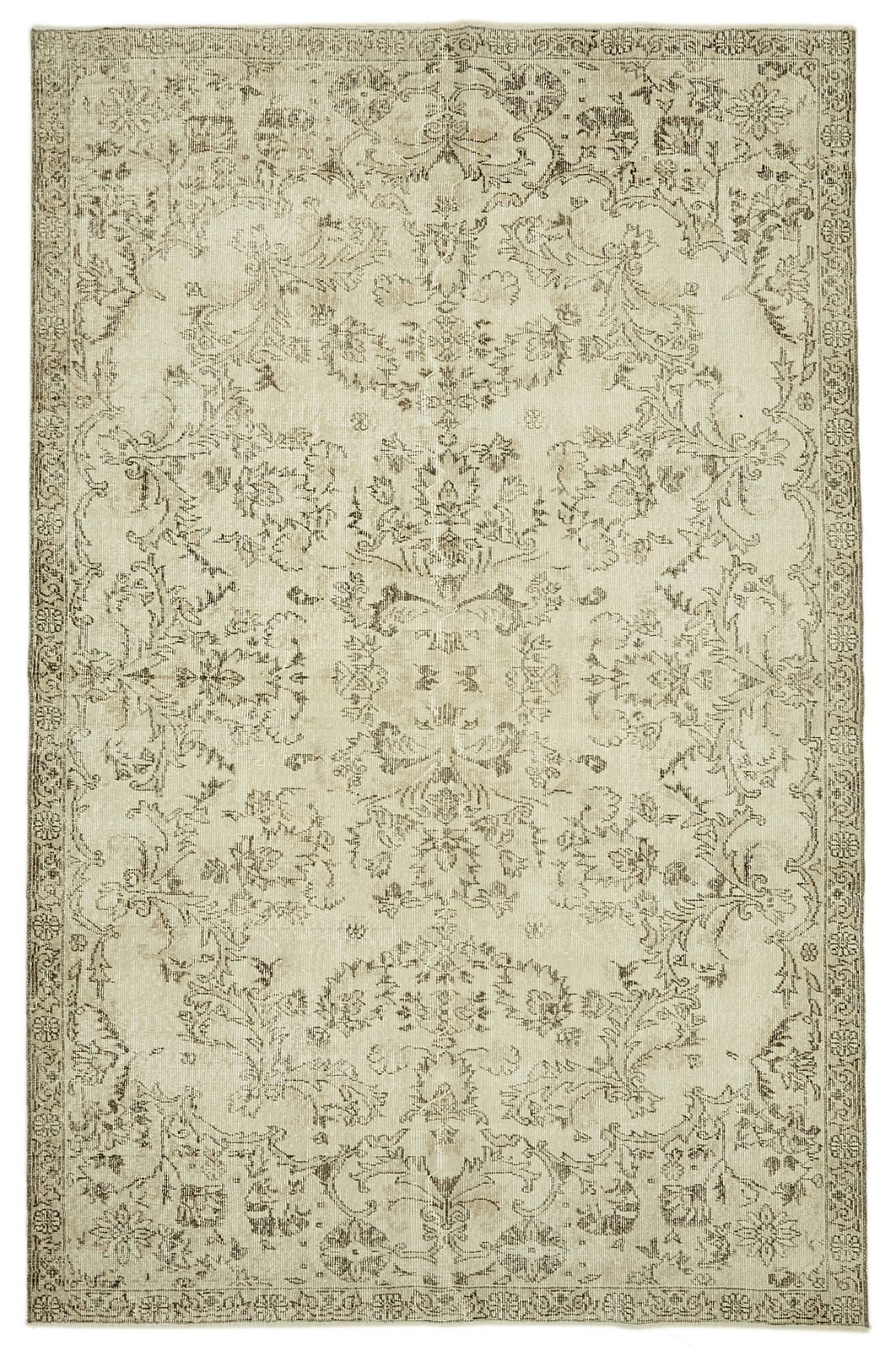 6x10 Beige Turkish Vintage Area Rug