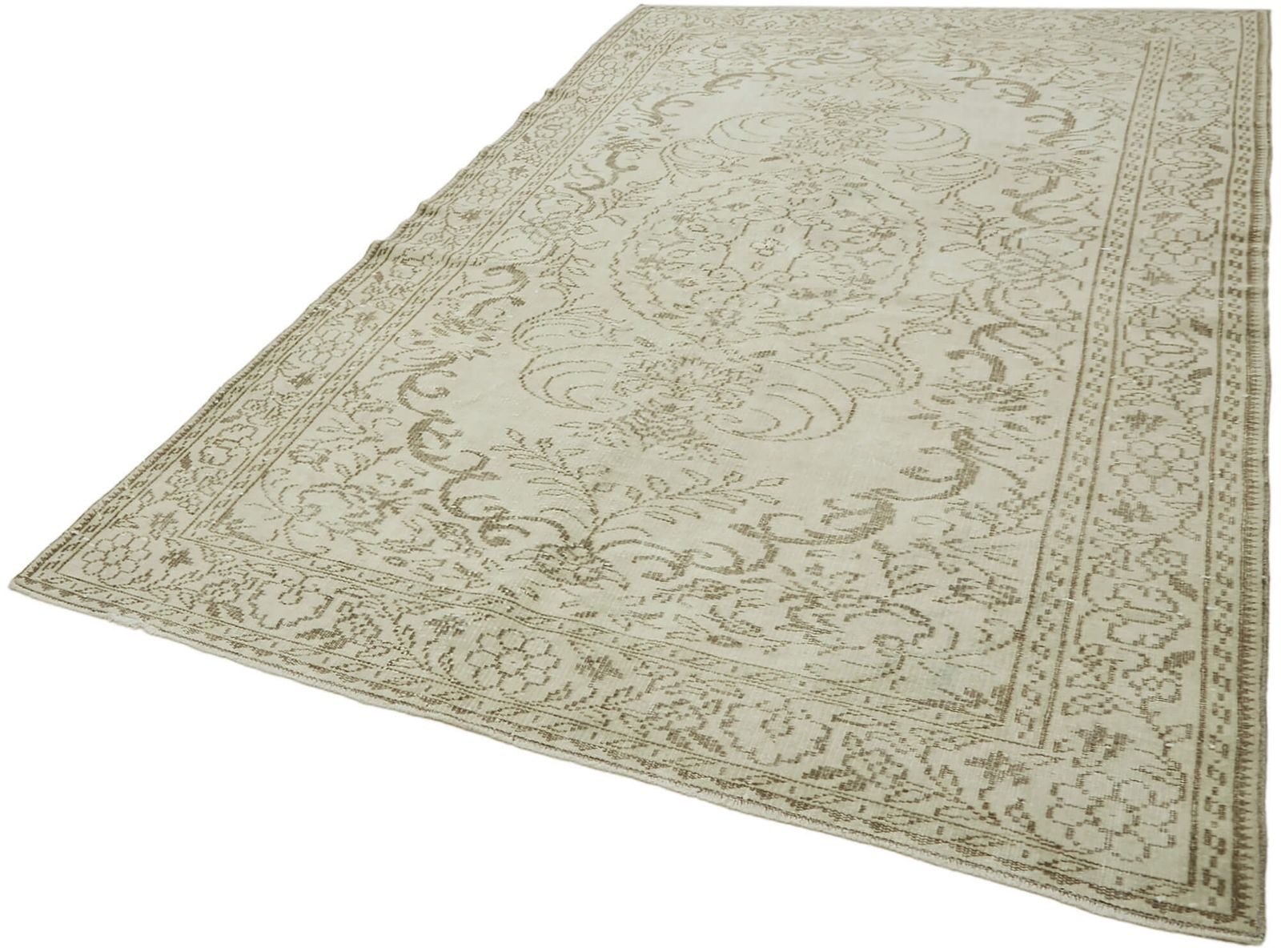 6x9 Beige Turkish Vintage Area Rug photo for sale