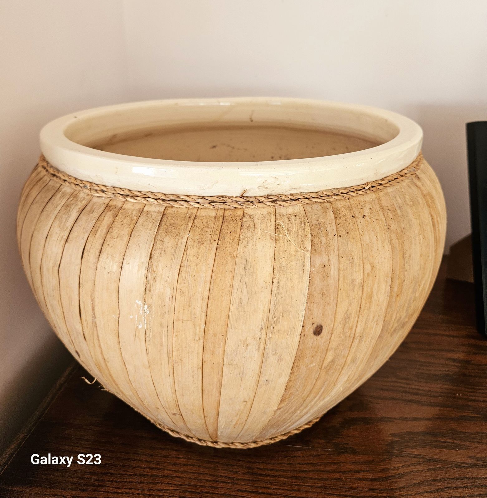Large, Ceramic & Bamboo Indoor Planter photo vinterior