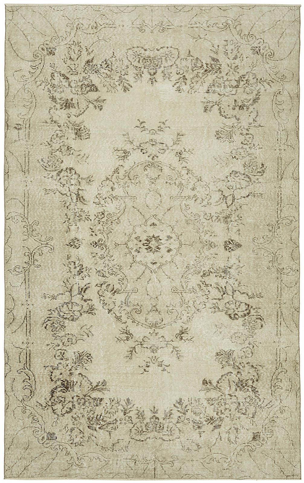 6x10 Beige Turkish Vintage Area Rug