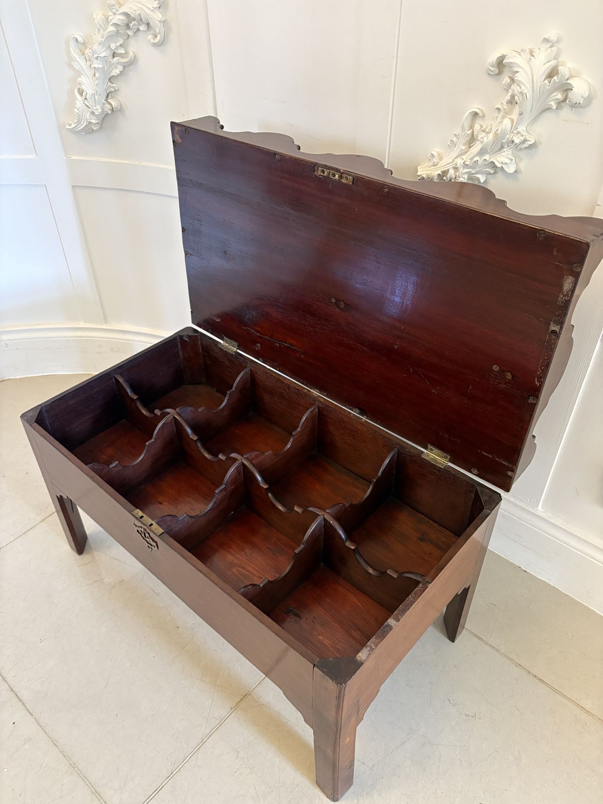 Furniture Unusual Antique George III Quality Mahogany Free Standing Coaster/Bottle Stand photo