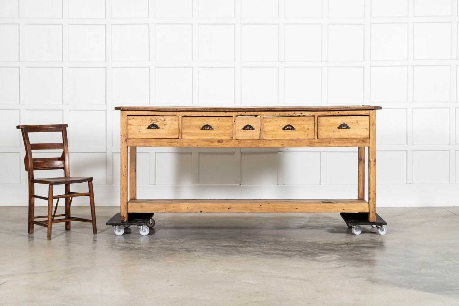 Estate Made Georgian Bleached Country Elm & Pine Dresser Base photo Furniture