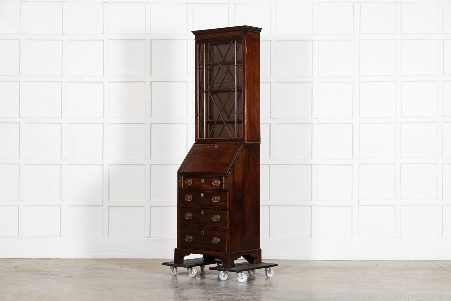 George III Diminutive English Mahogany Glazed Bookcase Bureau photo 4313.0