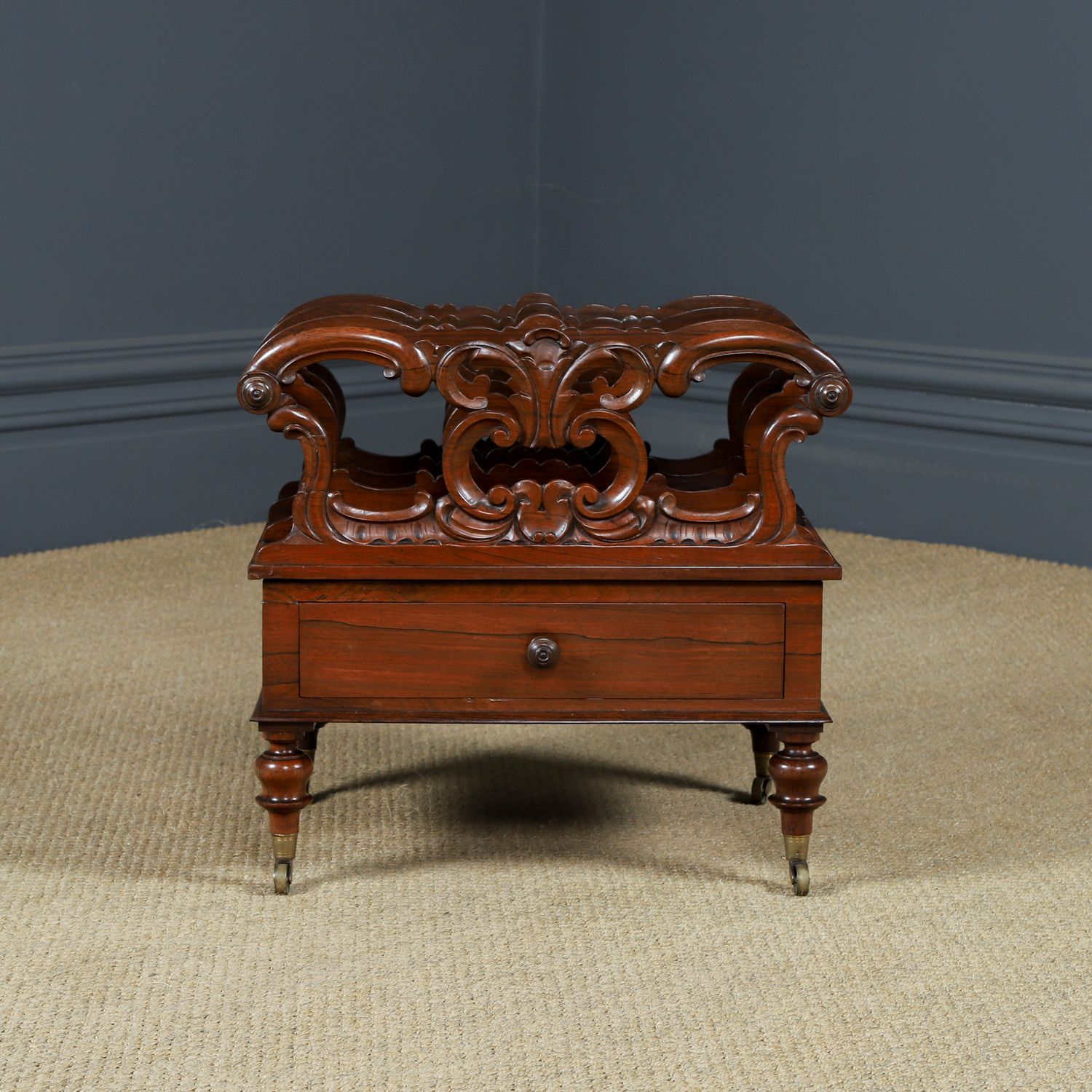 English Regency Rosewood Canterbury Newspaper Magazine Sheet Music Paper Rack Tidy Stand (Circa 1830) photo furniture