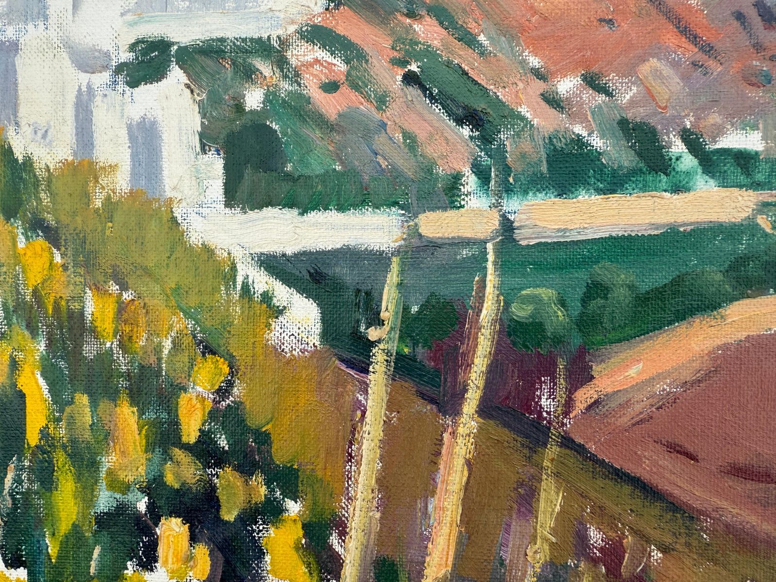 Rafael Duran Benet – Mediterraan Dorp, Olieverfschilderij, Spaans Landschap, Ca. 1980 photo for sale