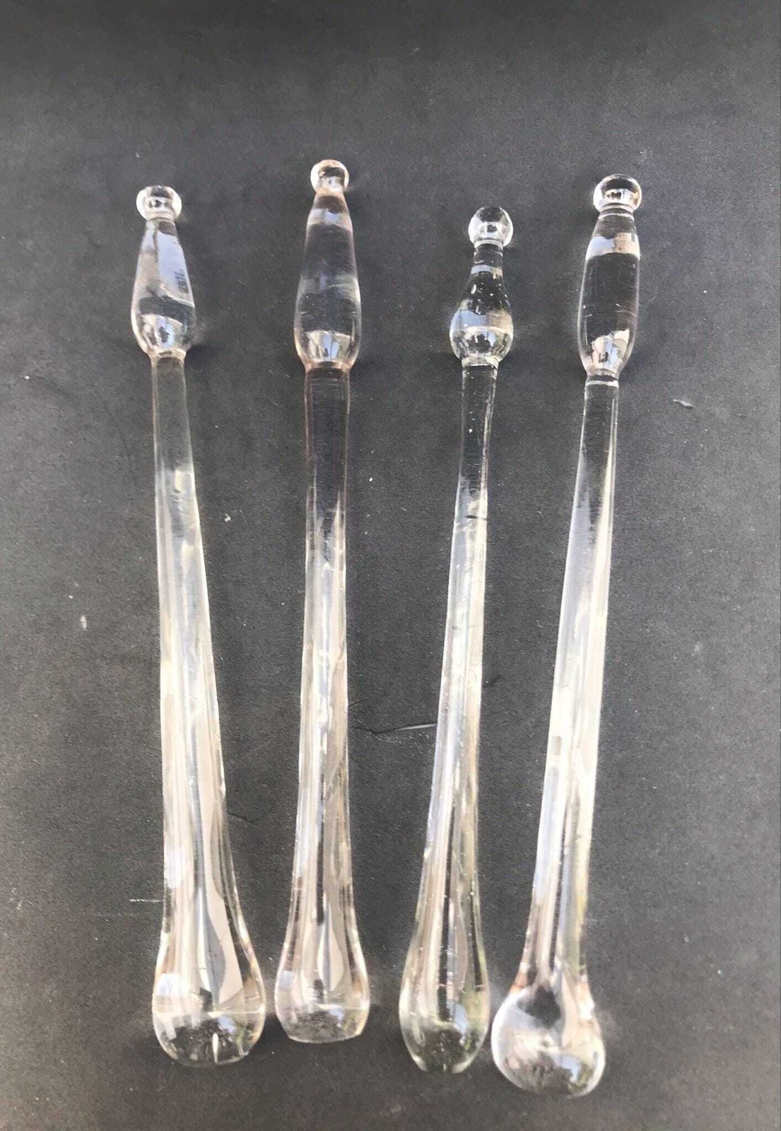Swizzle Sticks Glass Set 4 Handmade Vintage Drink Stirrers Cocktail Mixers Clear Glass Sticks Gift For Him Danish Design Scandinavian Bar photo furniture