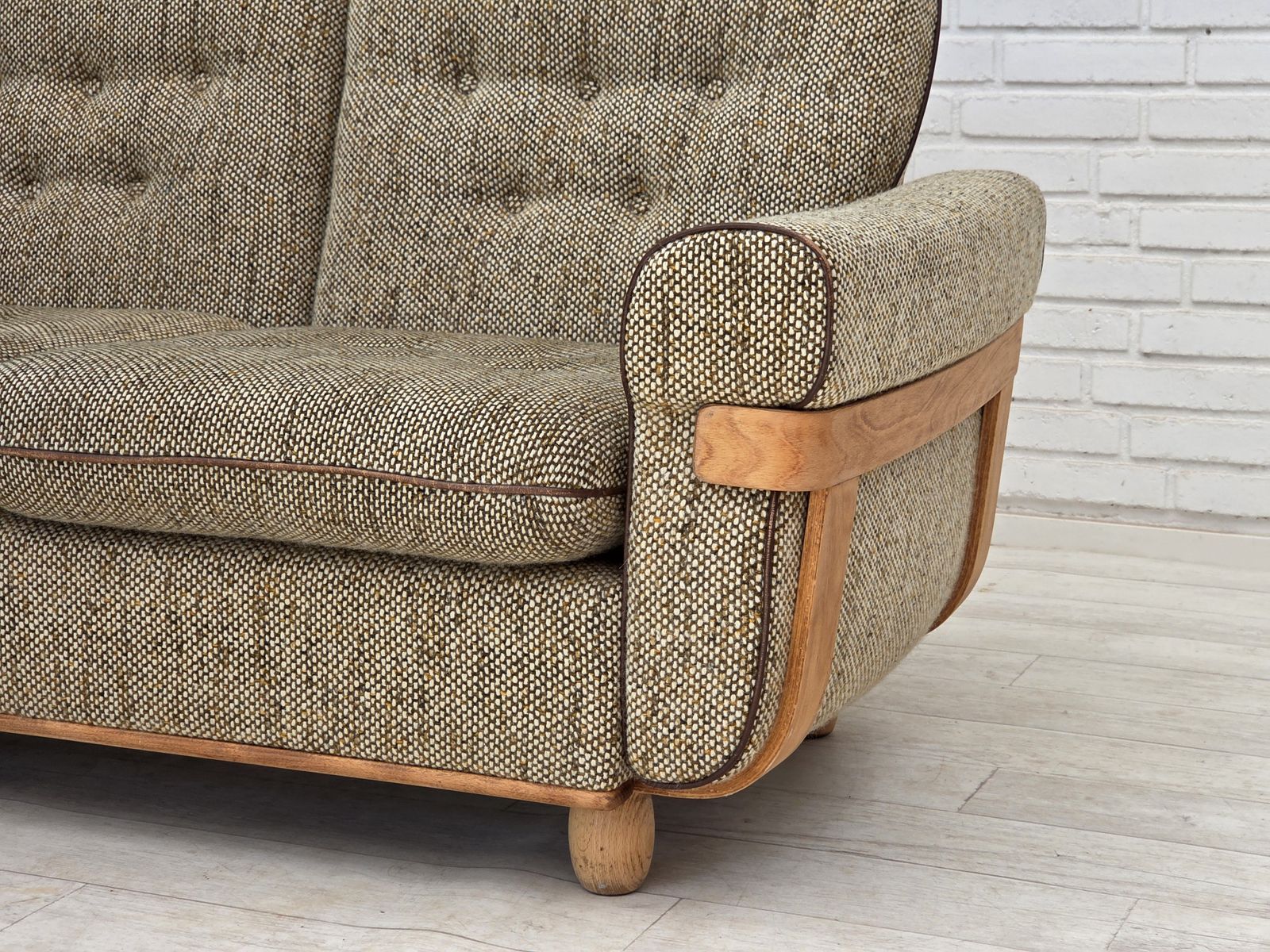 1970s, Danish 2 Seater Sofa, Original Condition, Furniture Wool, Bentwood. photo Furniture