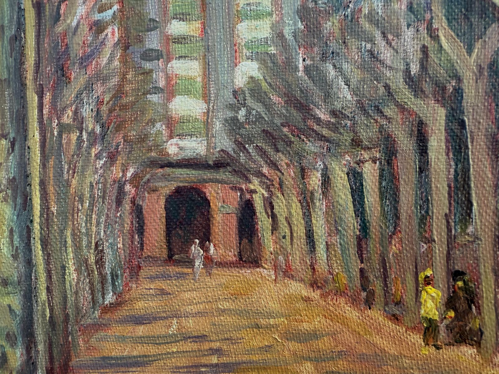 Park In A Catalan City Oil Painting Spanish Cityscape photo vinterior