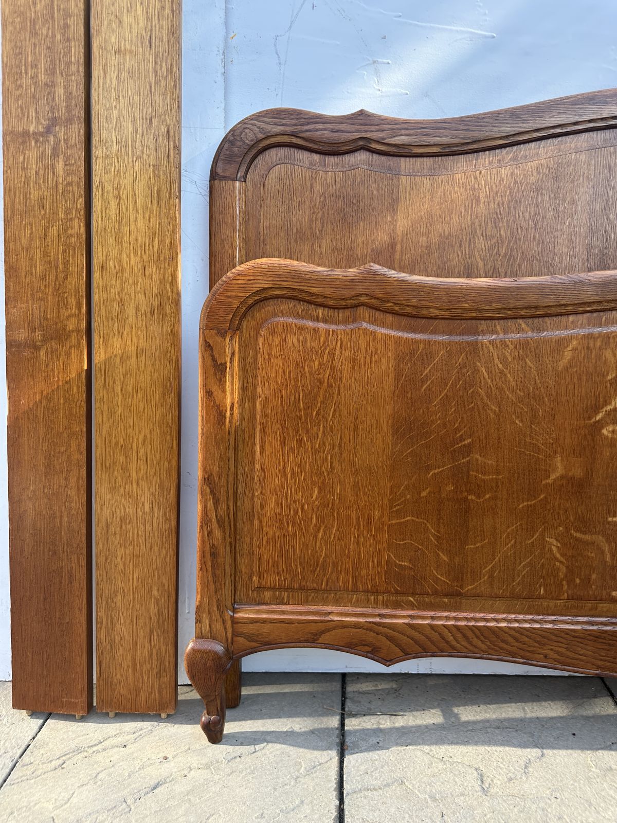 photo for sale Attractive French Louis XV Antique Style Oak Double Bed Frame – Great Condition