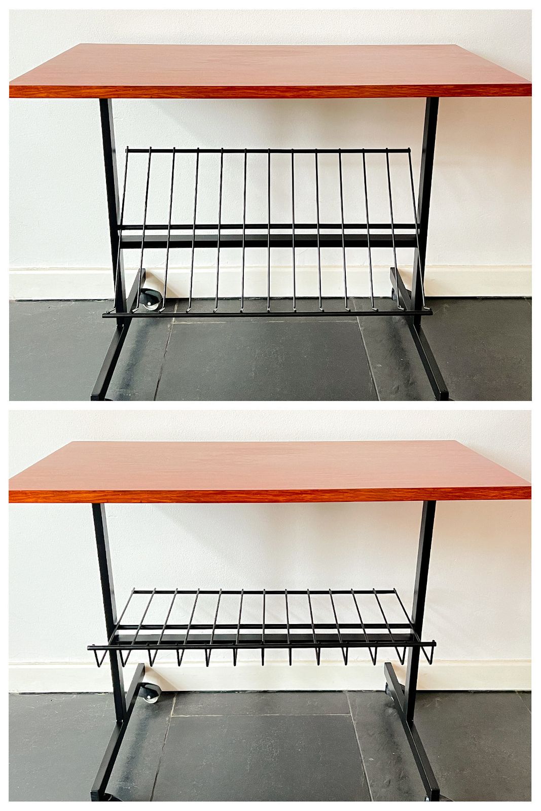 Vintage Mid Century Table On Wheels   Wood, Metal   60/70s   Trolley  Tv Table   Audio Table photo vinterior