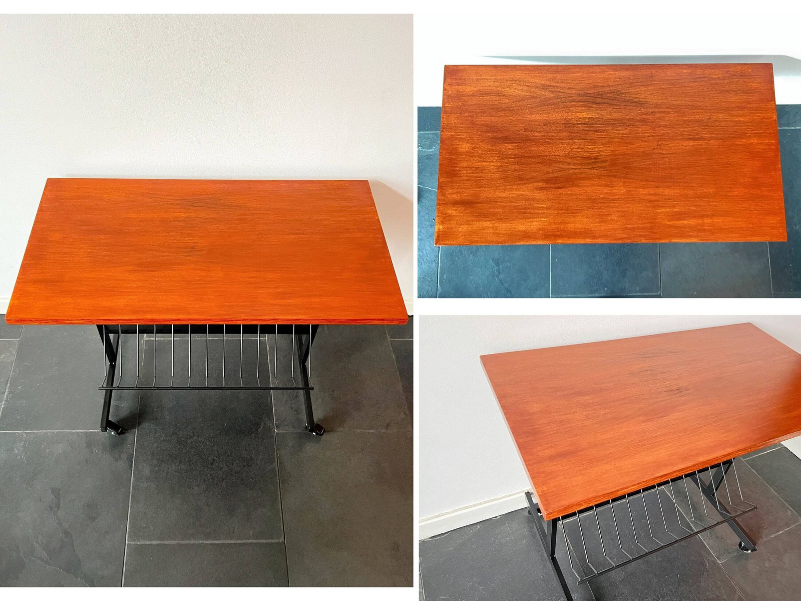 photo for sale Vintage Mid Century Table On Wheels   Wood, Metal   60/70s   Trolley  Tv Table   Audio Table