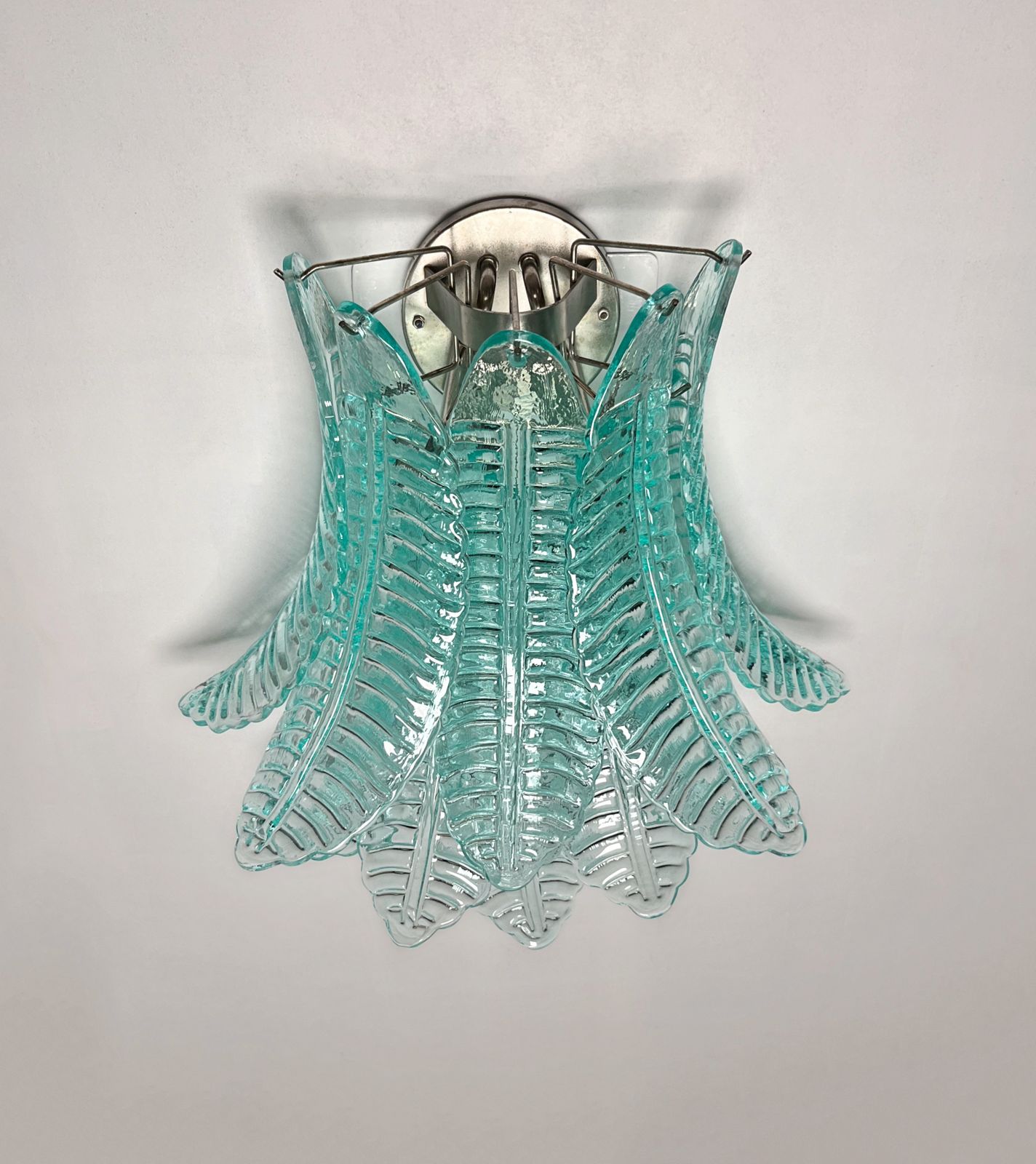 Pair Of Vintage Murano Six Tier Felci Wall Sconce   Turquoise Glasses photo for sale