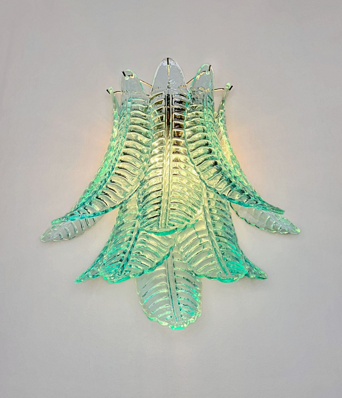 Lighting Pair Of Vintage Murano Six Tier Felci Wall Sconce   Turquoise Glasses photo