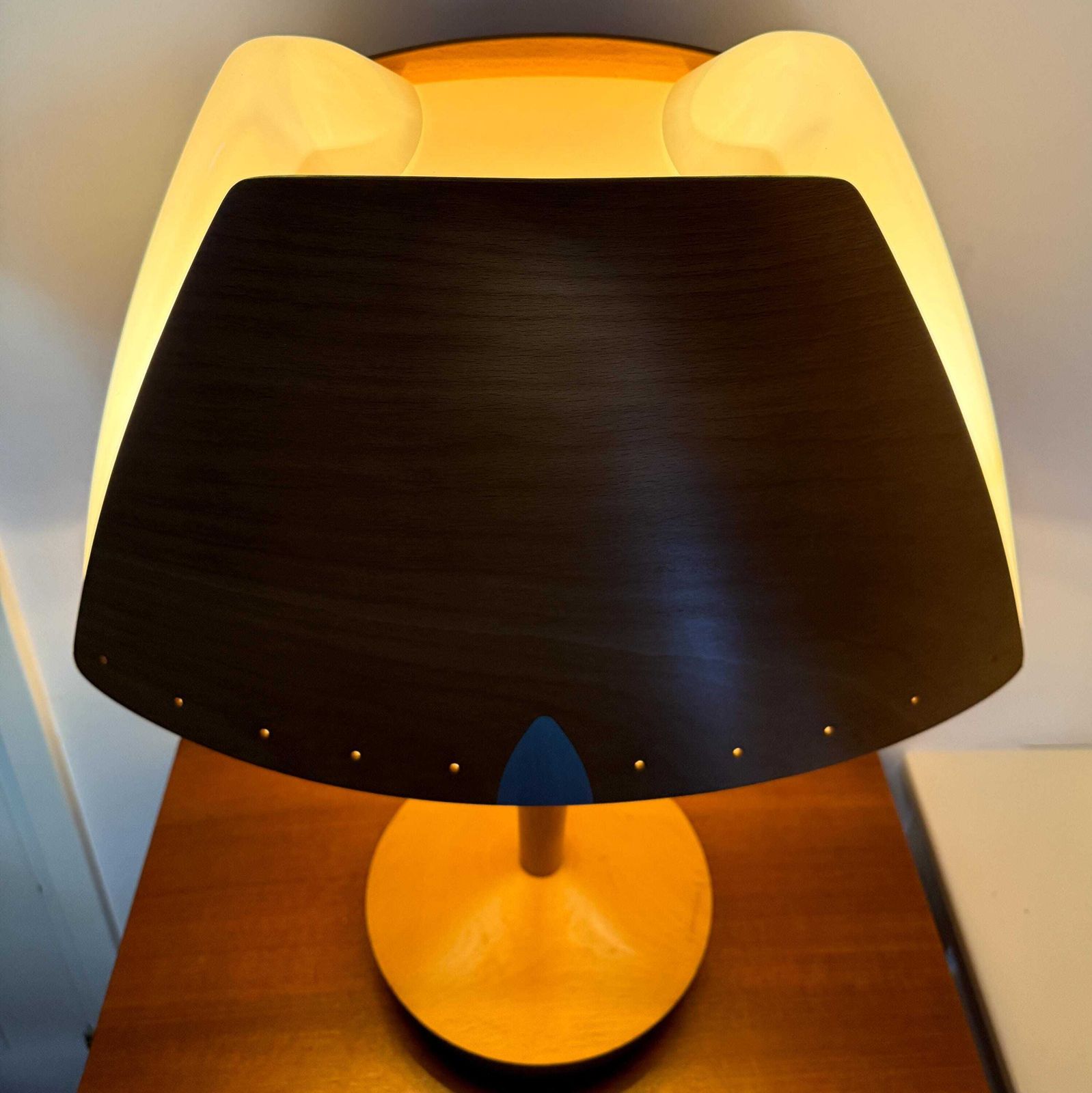 photo furniture Vintage Xxl Tafellamp 'Harmonie' Van Soren Eriksen Voor Lucid (Atelier Sedap), Gebogen Multiplex Met Acryl Diffuser, Frans Design