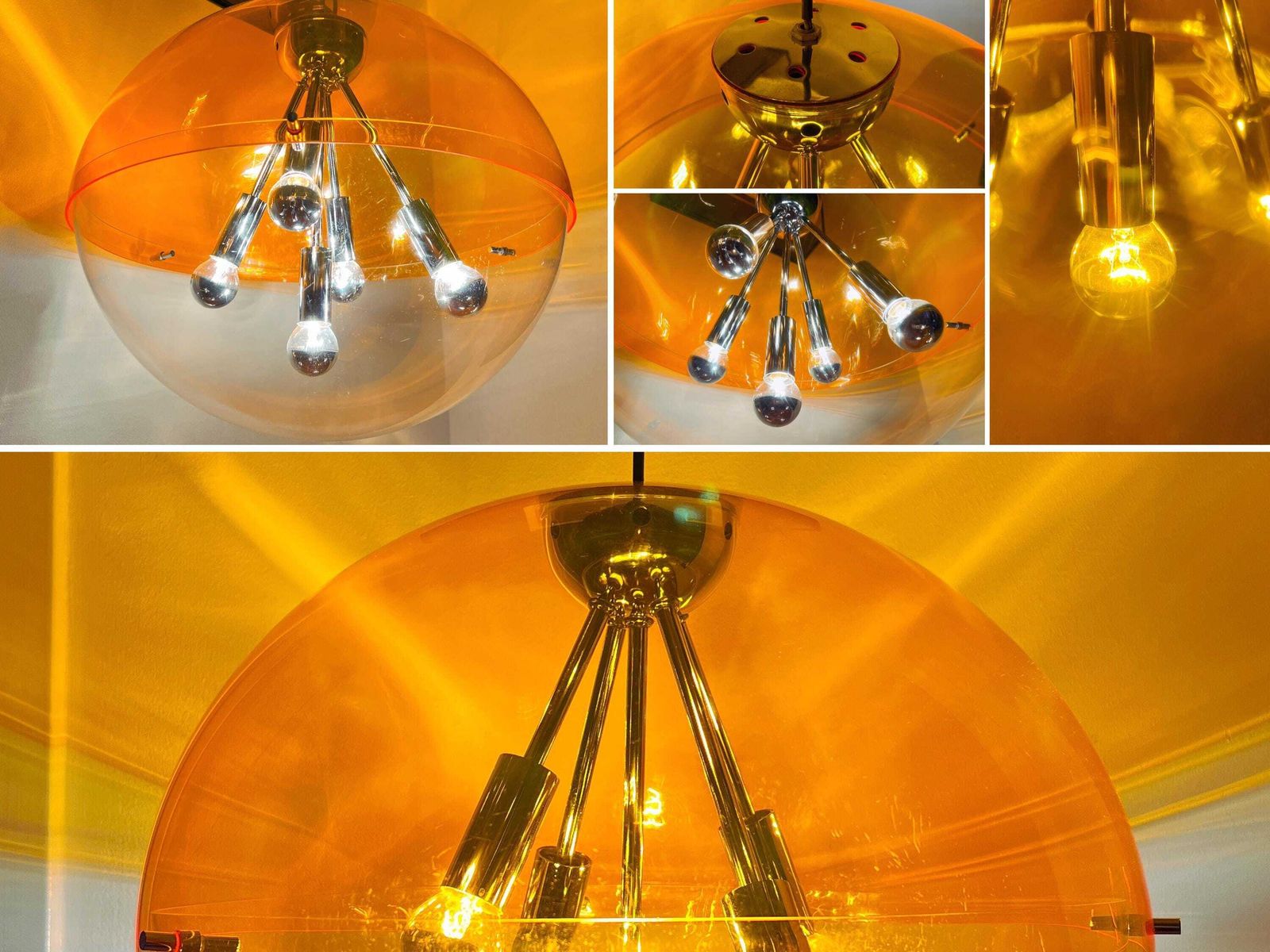 photo for sale Vintage Xl Hanglamp Van Raak Amsterdam – Bol – Oranje – Space Age – Mcm