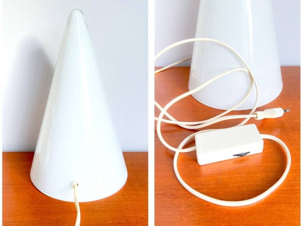 Vintage Teepee Table Lamp By Ilu Design (Small) And Sce (2x Large Available)   Opaline Glass   Mushroom   Space Age photo 331.0