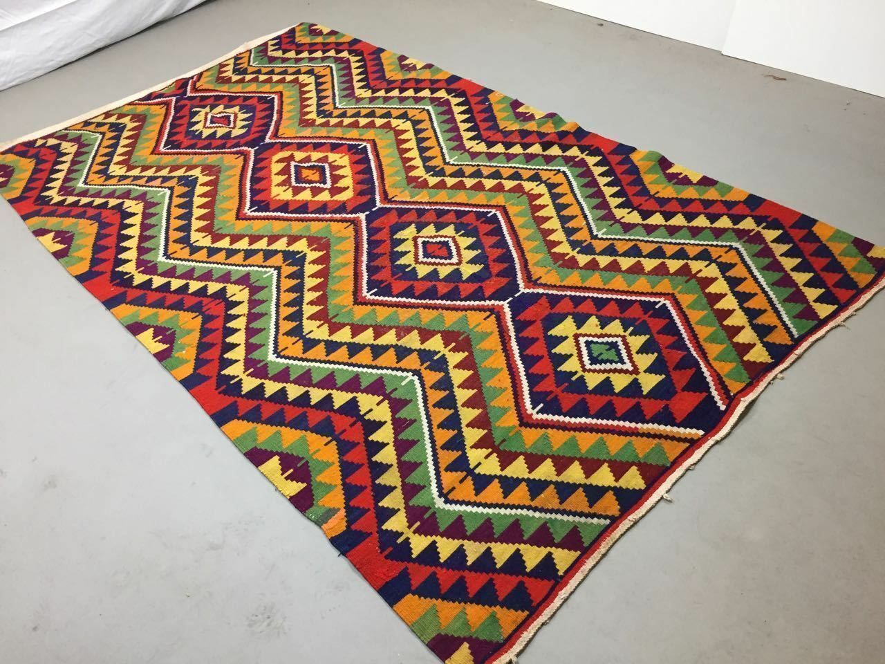 Vintage Turkish Kilim Kelim Rug 300x187cm  Shabby Chic Wool, Country Home Large photo furniture