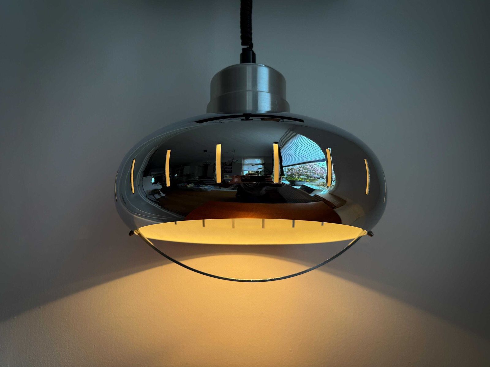 Pendant Lamp – Dutch Design By Herda – Chrome   Space Age – Ufo – Mid Century Modern – Globe