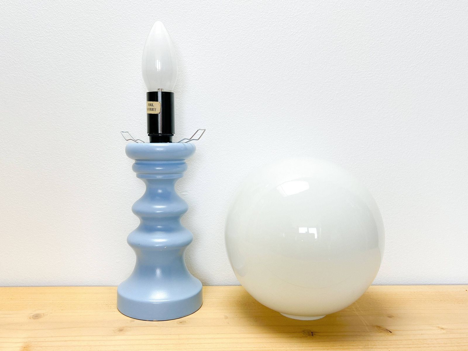 photo furniture Unique Light Blue Vintage Table Lamp   Cari Zalloni Style   Wood, Glass   Mid Century