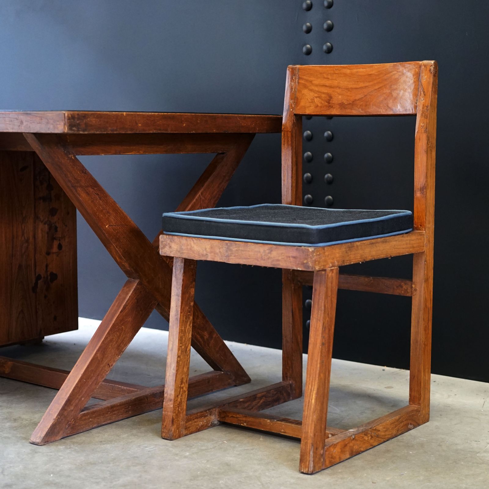 X  Leg Administrative Desk By Pierre Jeanneret C.1960 photo vintage