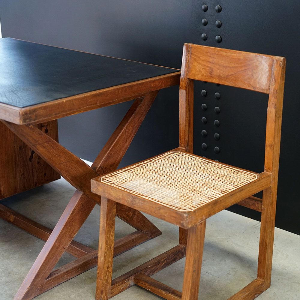 photo for sale X  Leg Administrative Desk By Pierre Jeanneret C.1960