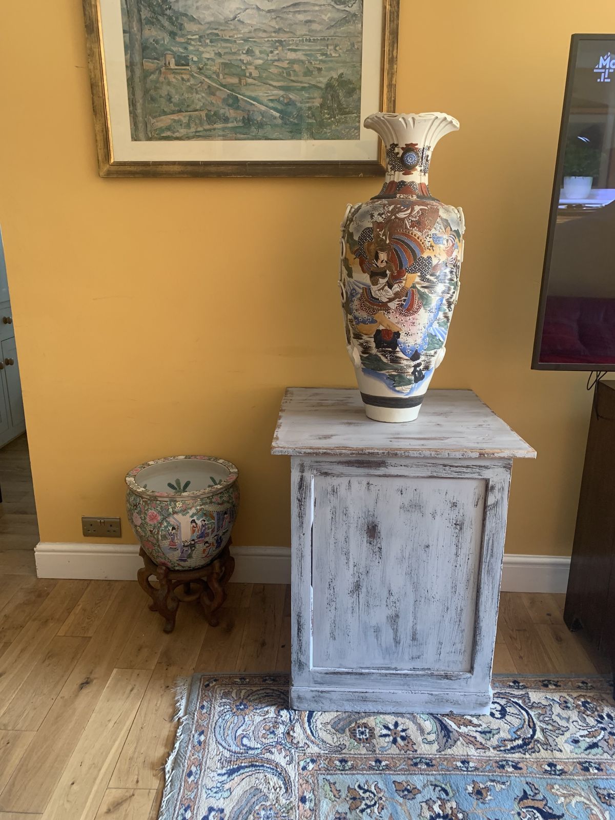 A Pair Of Painted Solid Mahogany Pedestal Cupboards . photo furniture