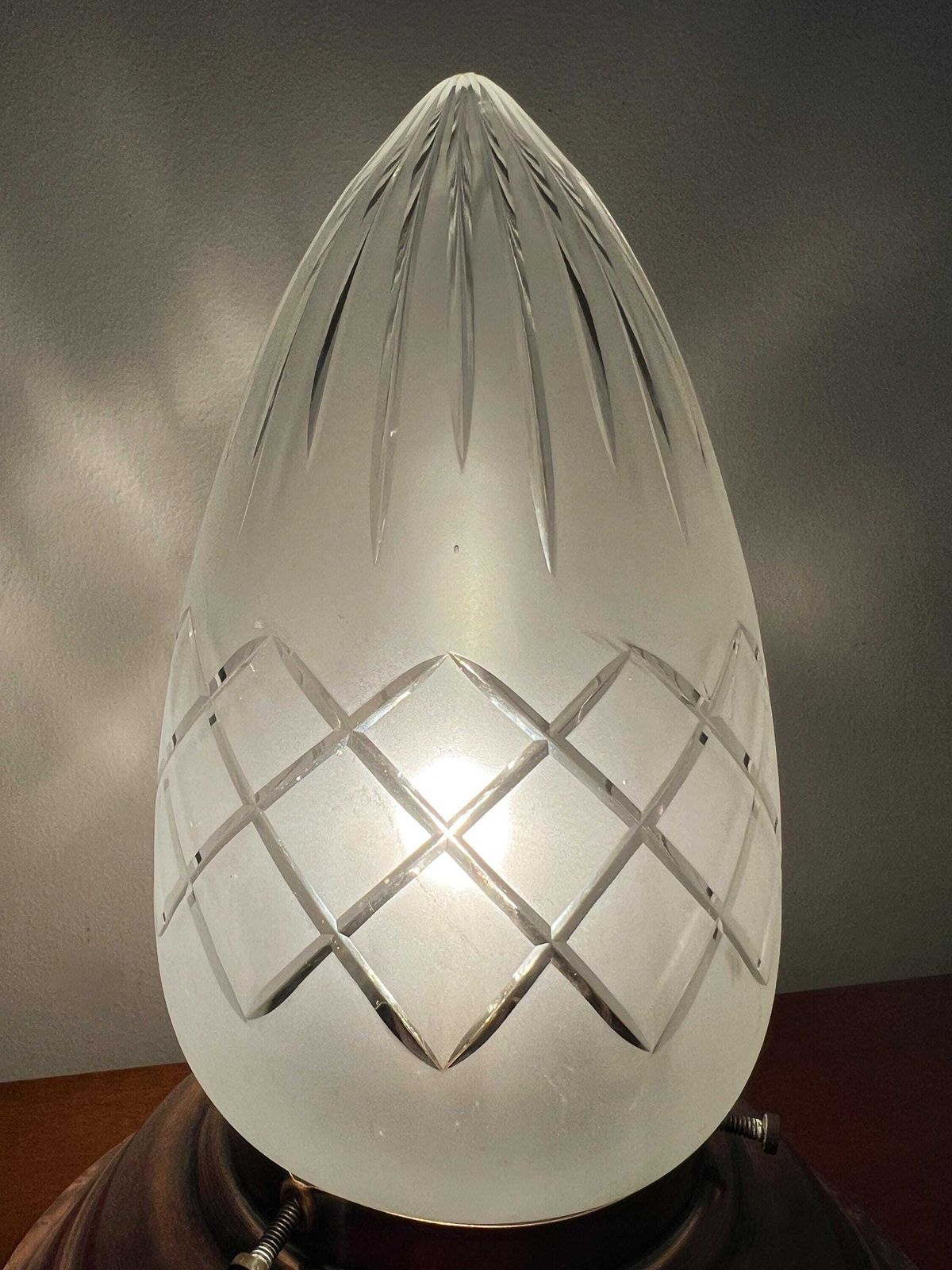 Antique / Vintage Ceiling Lamp   Copper, Crystal Glass   1930s   Art Deco   Jugenstil photo Lighting