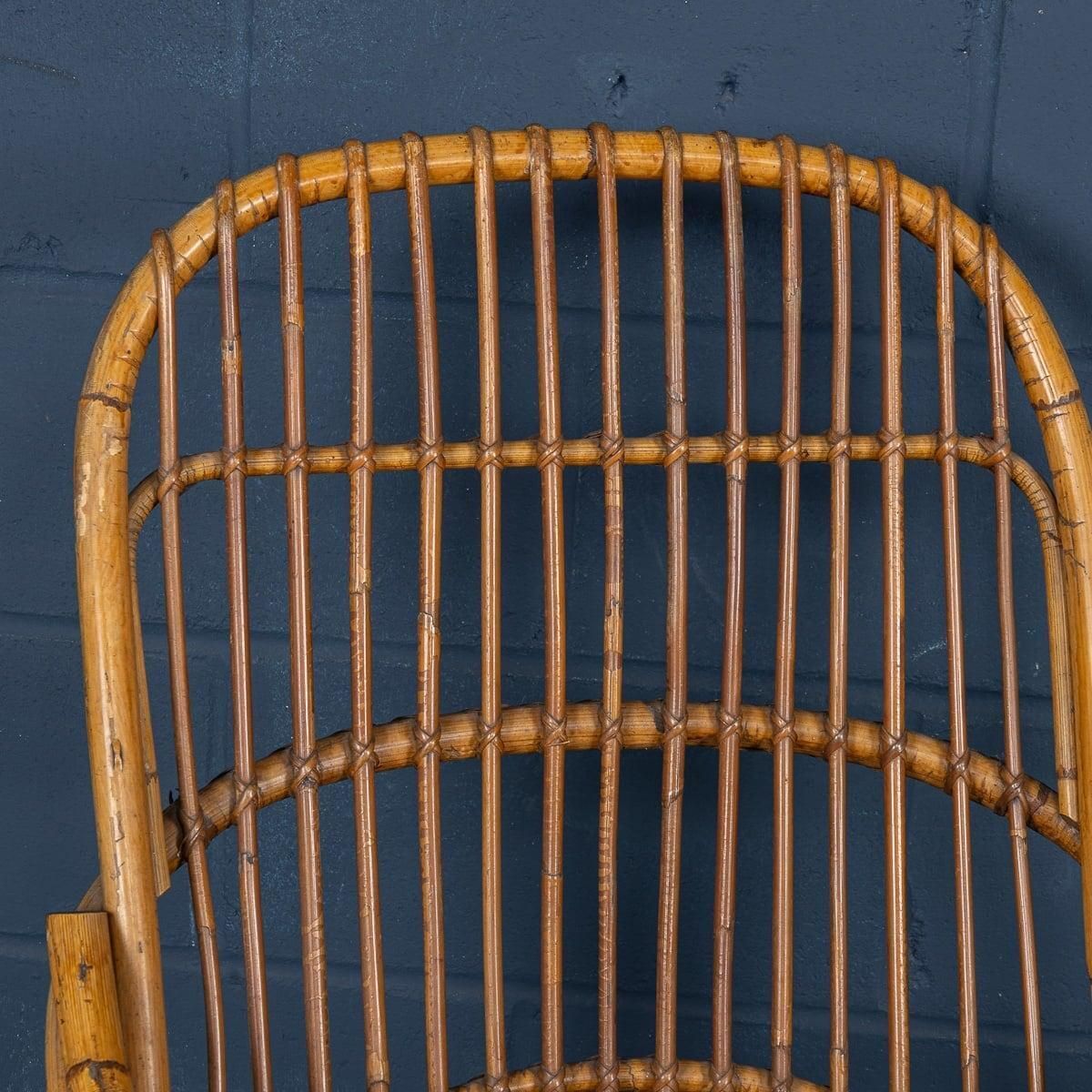 photo buy 20th Century Italian Pair Of Wicker Armchairs By Tito Agnoli C.1960