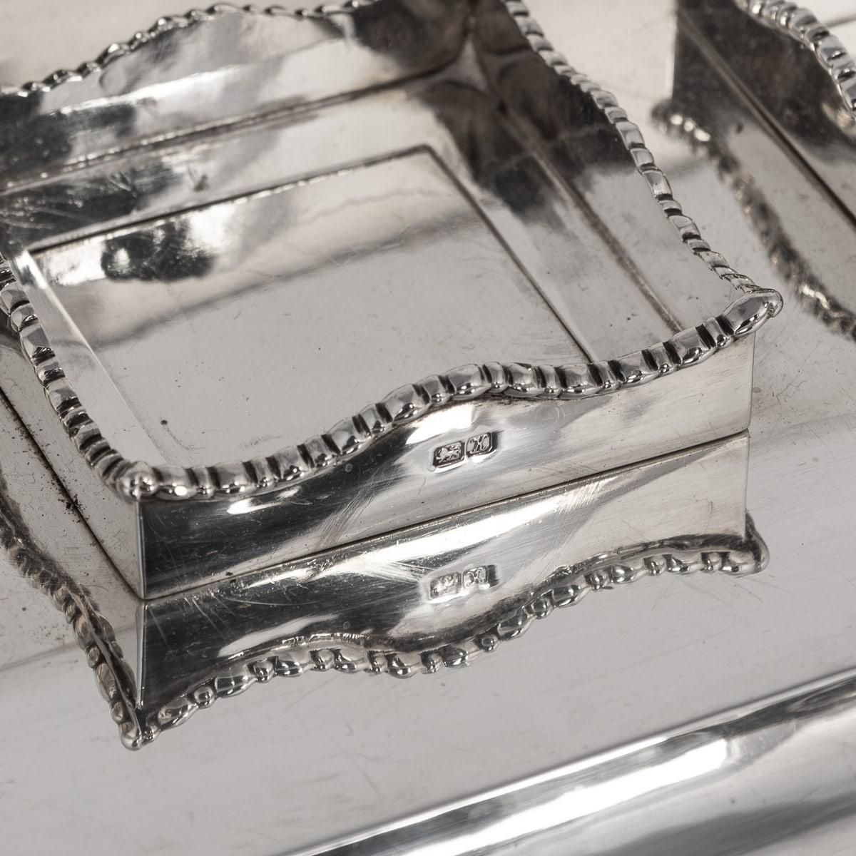 photo for sale Antique 20th Century Edwardian Solid Silver Inkwell Desk Set, Chester C.1908