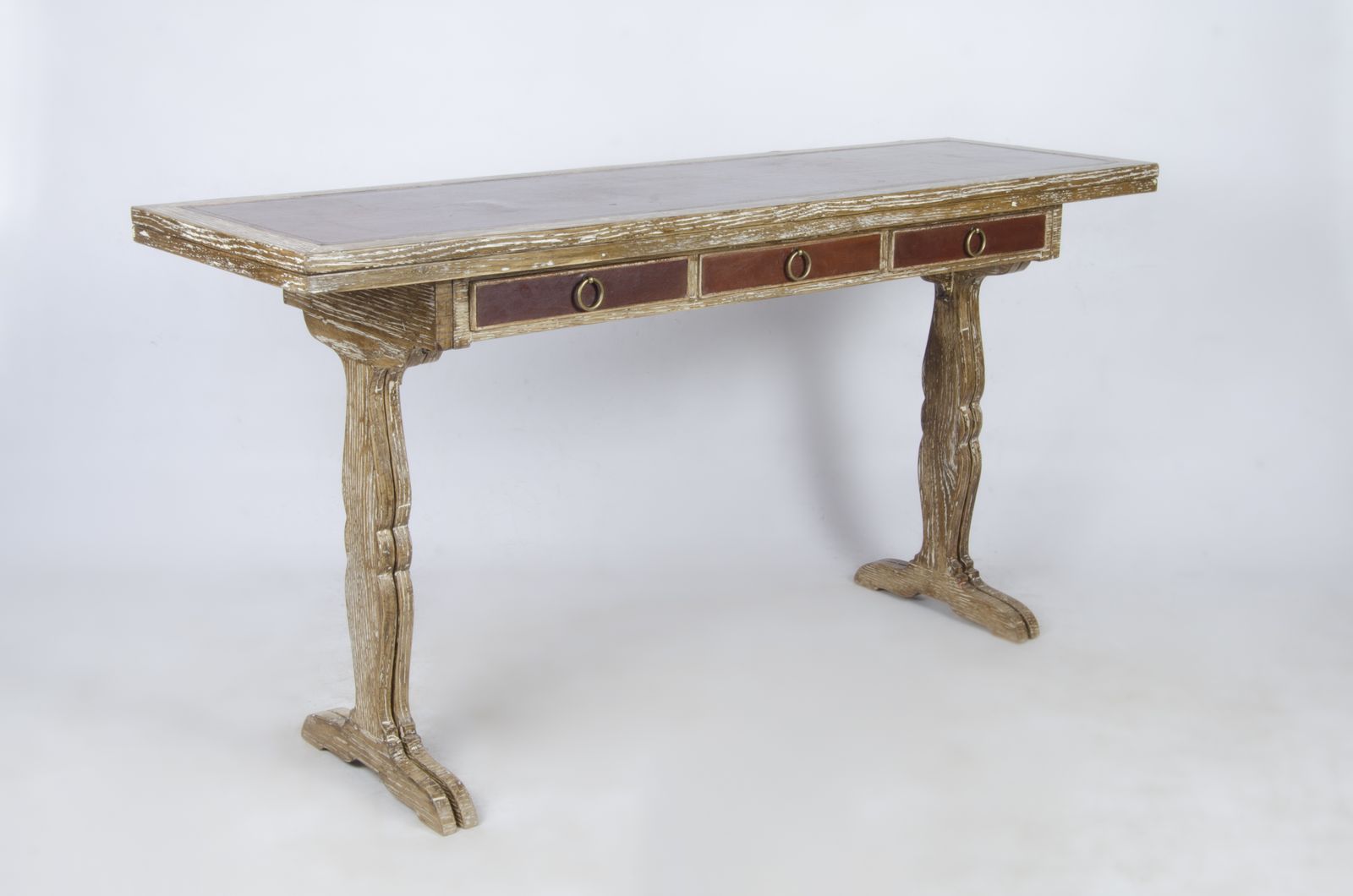 Mid 20th Century Modern Foldable Wood Low Desk With Leather Covered Surface Designed By Jean Michel Frank For Comte S.A., Argentina