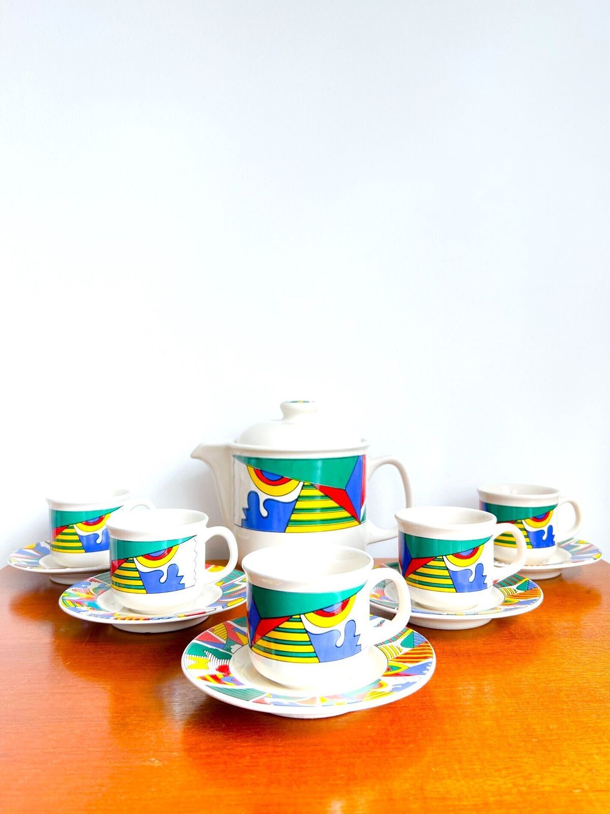 Vintage Koffie /Theeservies   Tulowice Polen   Modernistisch Mid Century   Minimalistisch   Abstract   Cubisme photo buy