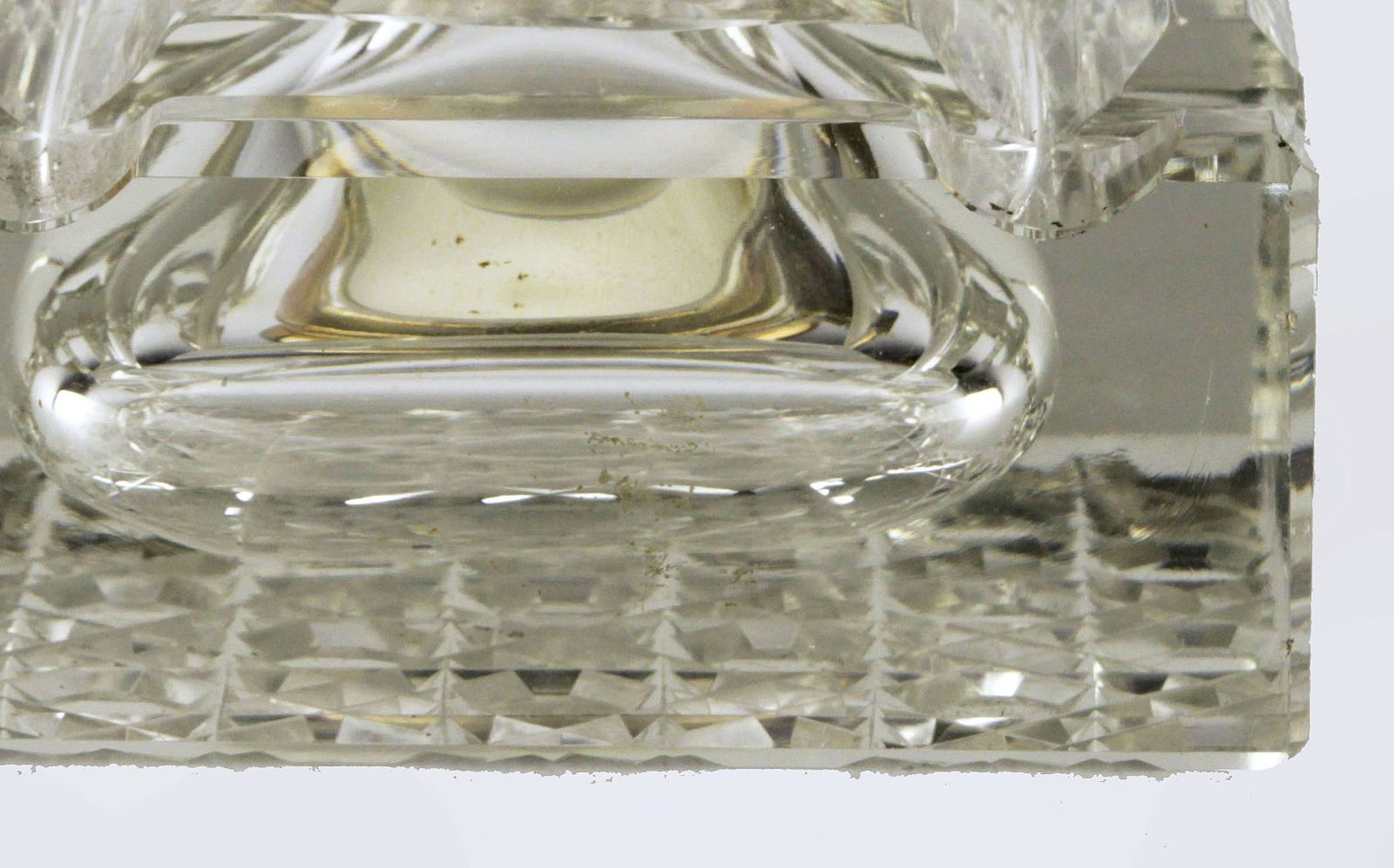 photo furniture English Square Shapped Cut Glass/Crystal Inkwell With Brass/Bronze Top