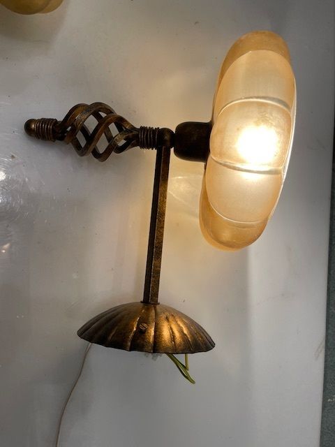 Murano Glass Wrought Iron Sconces Set Of 2 1960’s photo for sale