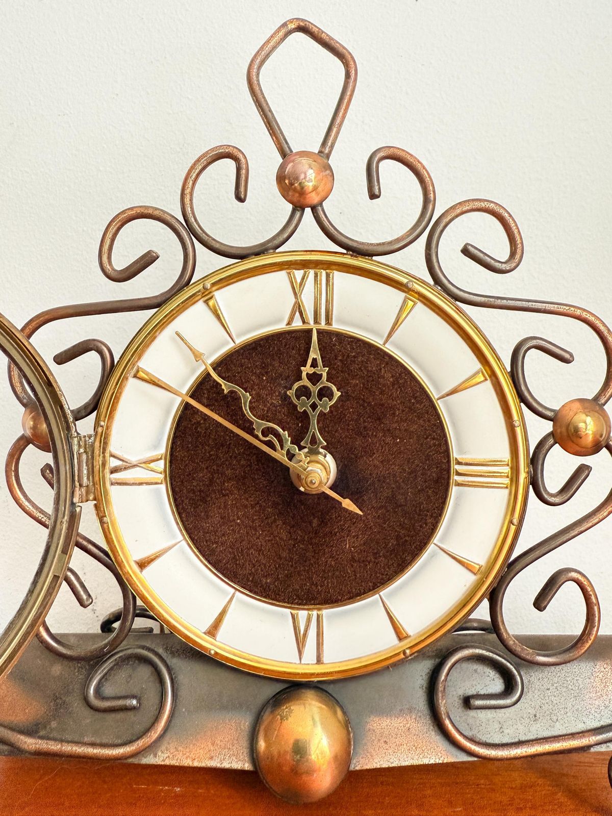 Vintage Jacob Palmtag Electric Table Clock   Brass, Glass   Dutch Design   60/70s   Art Deco   Nufa   Kortana   Mid Century photo 143.0