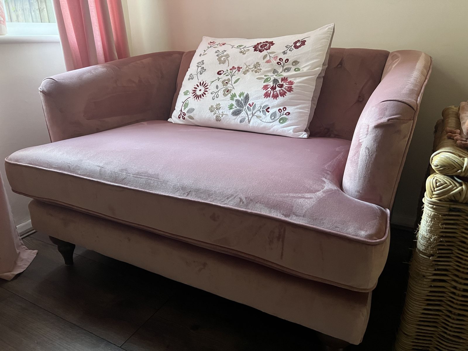 Marks And Spencers Sophia Buttoned House Velvet Dusky Pink Love Seat photo furniture