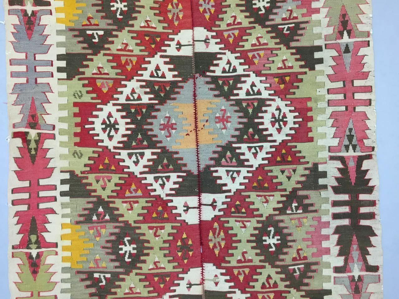 Antique Turkish Kilim Rug 413x127cm Runner Shabby Old Country Home Kelim photo vinterior