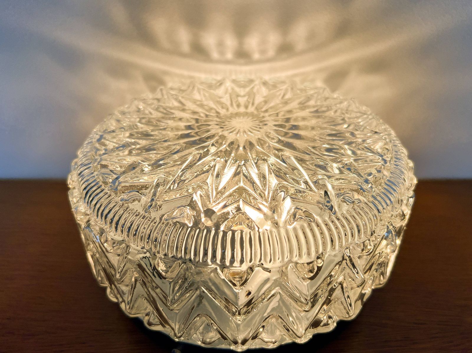 Vintage Mid Century Plafond /Wandlamp | Geslepen Glas, Metaal | Jaren 60/70 photo 132.0
