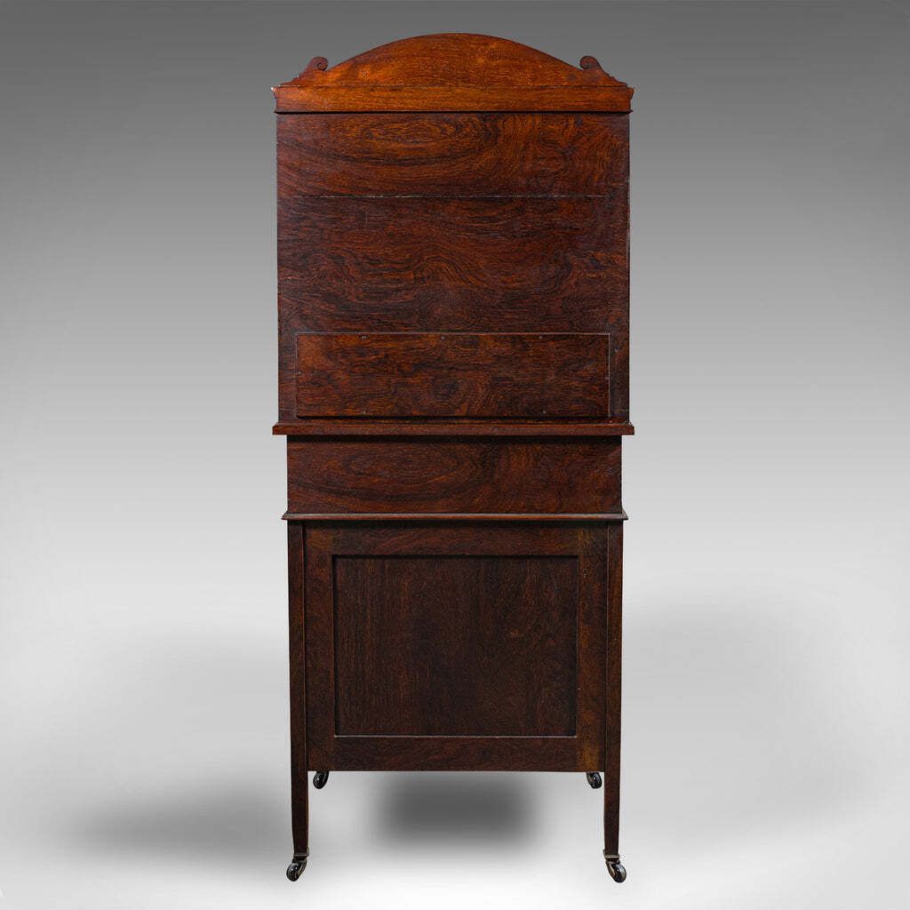 Antique Tall Davenport, English, Walnut, Bureau Cabinet, Victorian, Circa 1860 photo vintage
