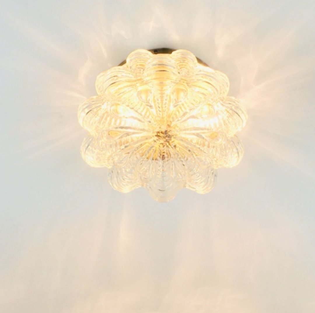 Large Mid Century Bubble Glass & Brass Ceiling Light By Helena Tynell For Limburg, Germany, 1960s photo Lighting