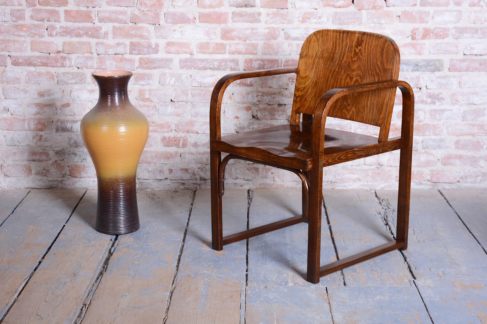Restored Art Deco Armchair, By Tatra, Pravenec, Beech, Polished, Czech, 1930s photo 600.0