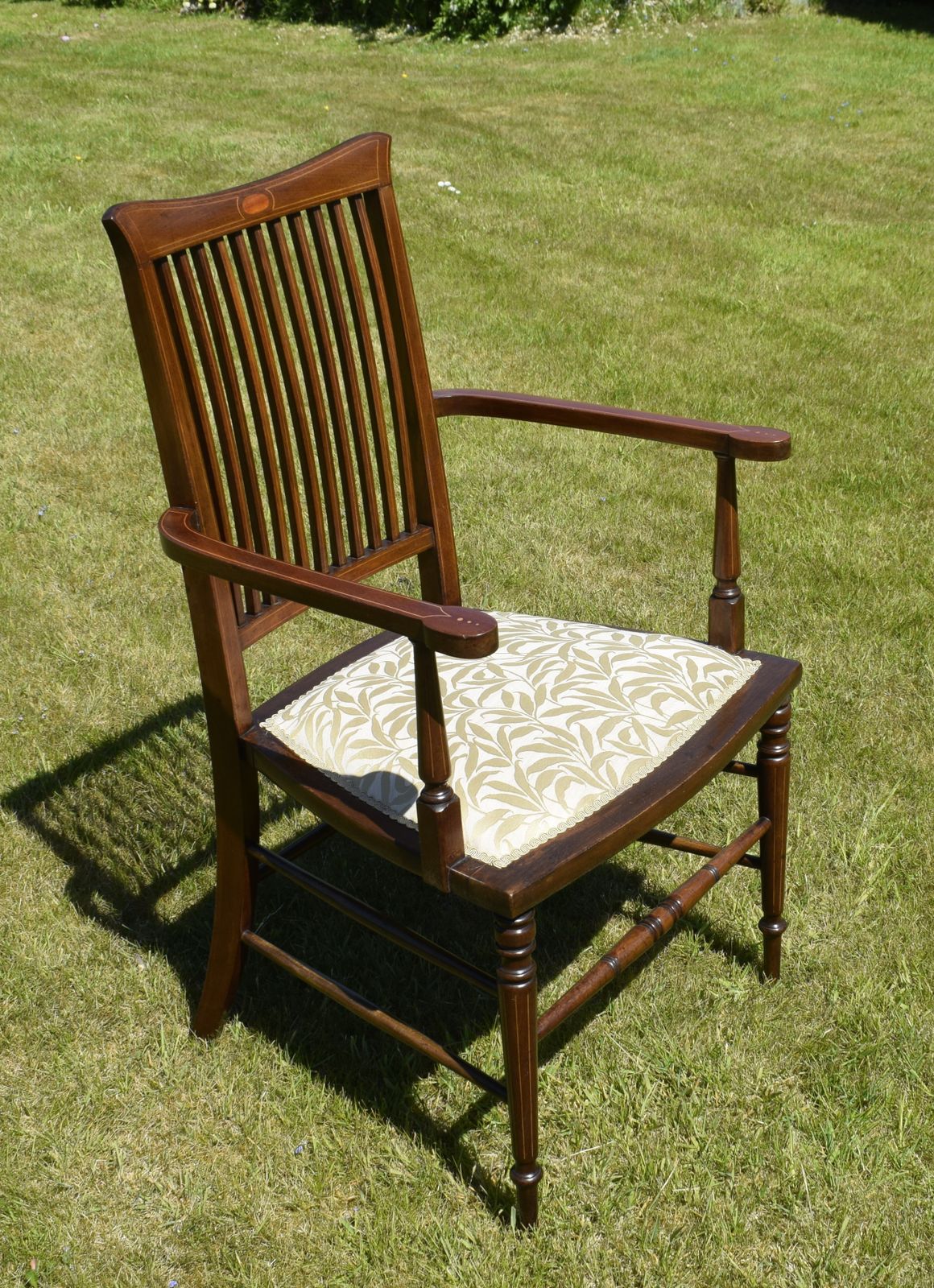 Edwardian Mahogany And Inlaid Armchair photo vintage