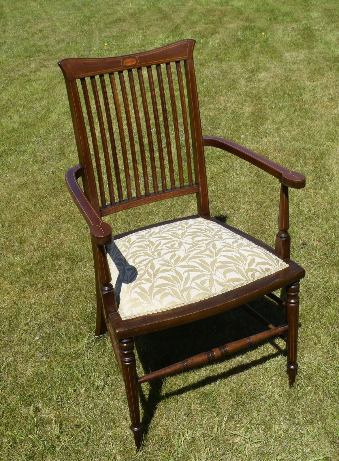 395.0 Edwardian Mahogany And Inlaid Armchair photo