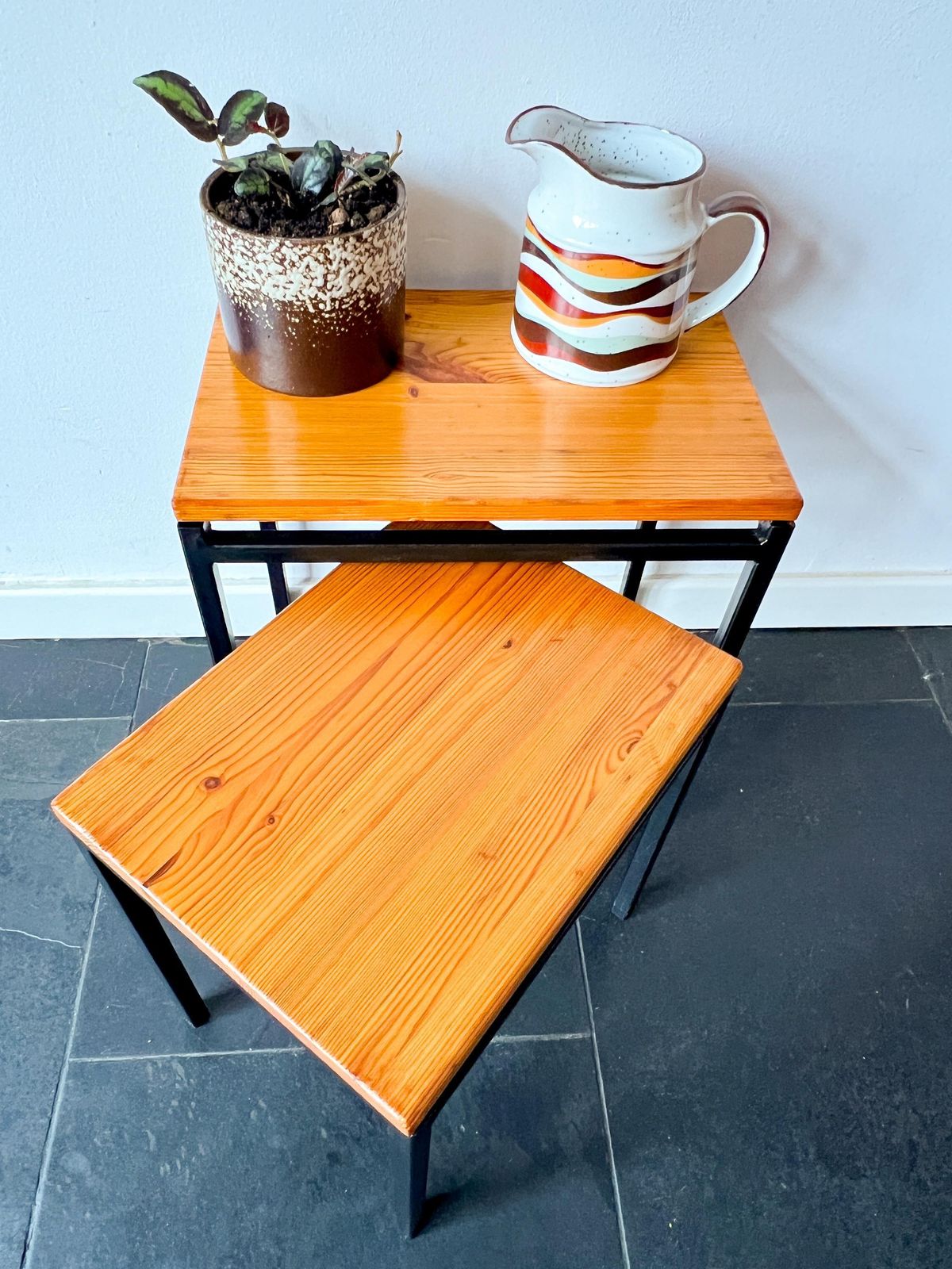 Vintage Side Tables / Nesting Tables   Wood, Metal   Mid Century   Mimi Set   Pastoe   Dutch Design   Cees Braakman photo furniture