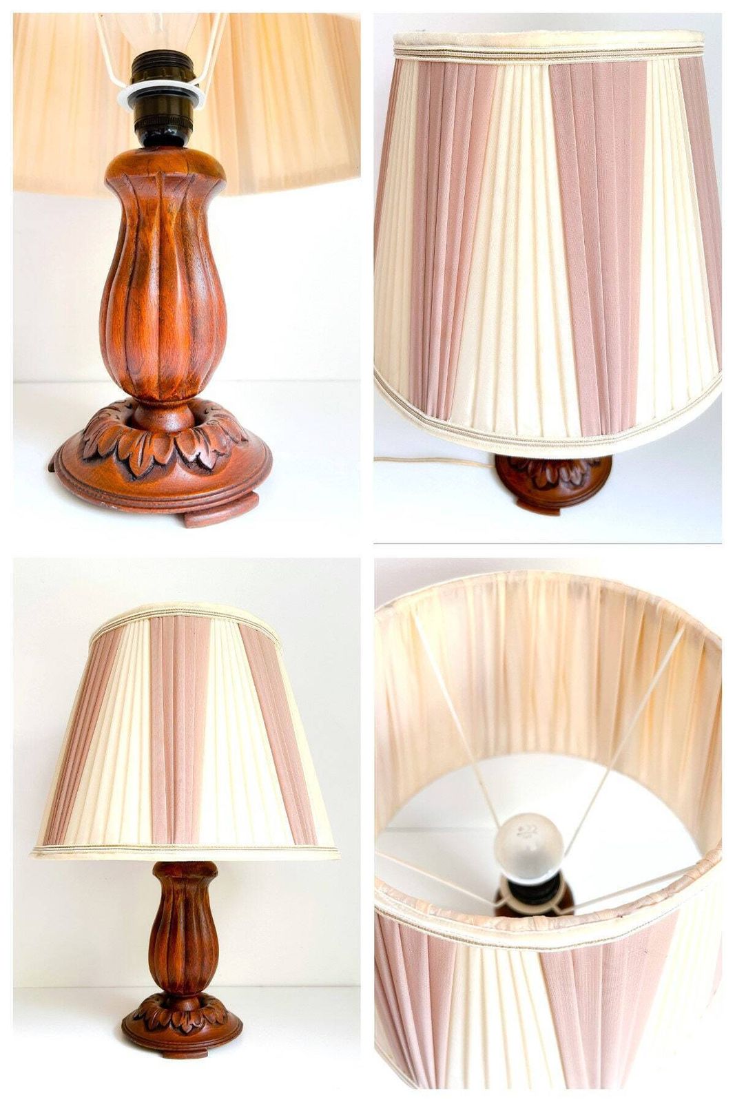 Vintage Houten Tafellampen – 3 Verschillende Ontwerpen – Mid Century photo vinterior