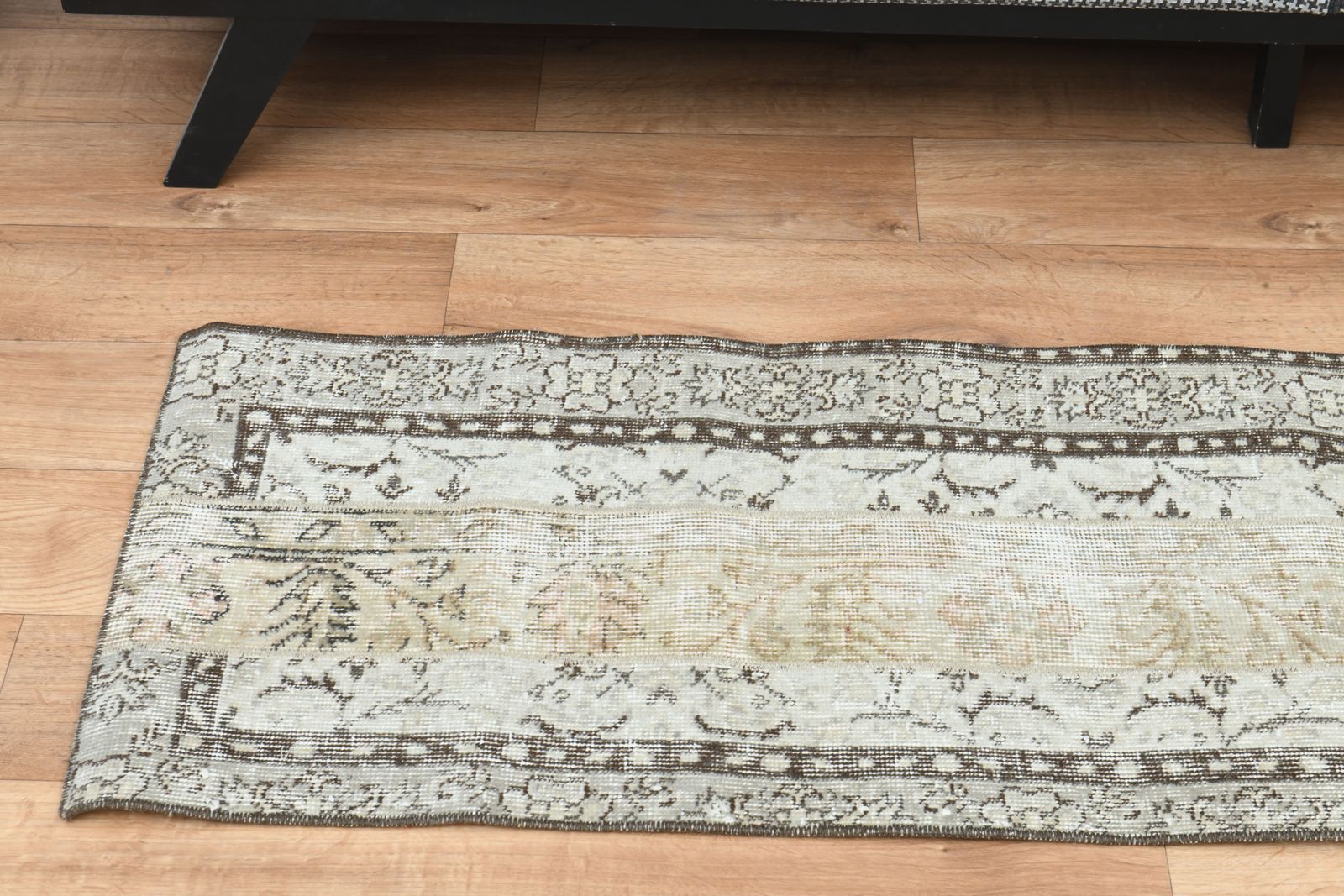 1'8x6'5 Ft, Handmade Turkish Patchwork Short Runner, Washable, Beige Brown Color, Farmhouse Decor, Kitchen Rugs, Stair Decor, Hallway Rug photo 356.0