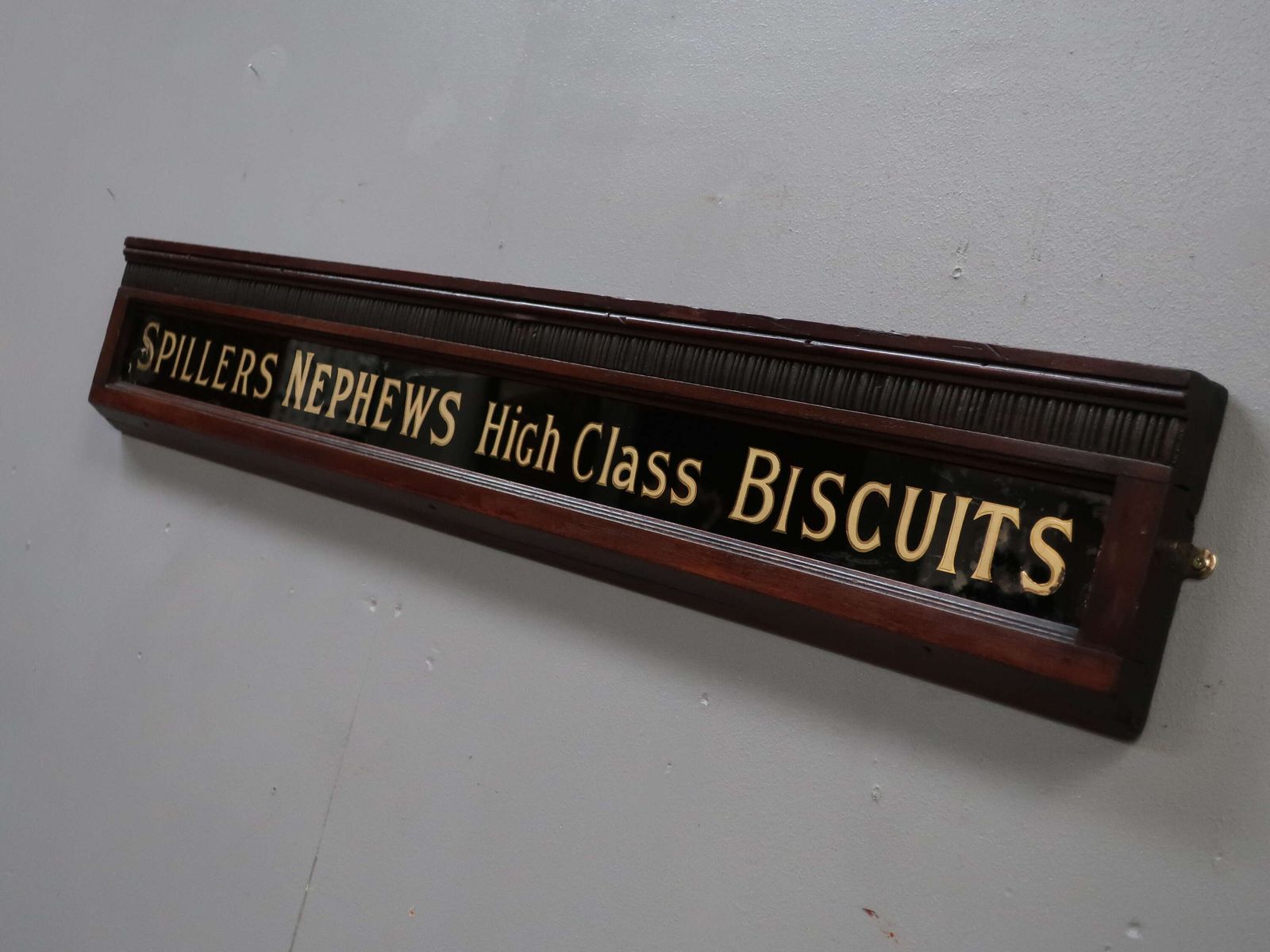 Spillers Nephews Biscuits ~ Gilt Glass Advertising Sign photo furniture