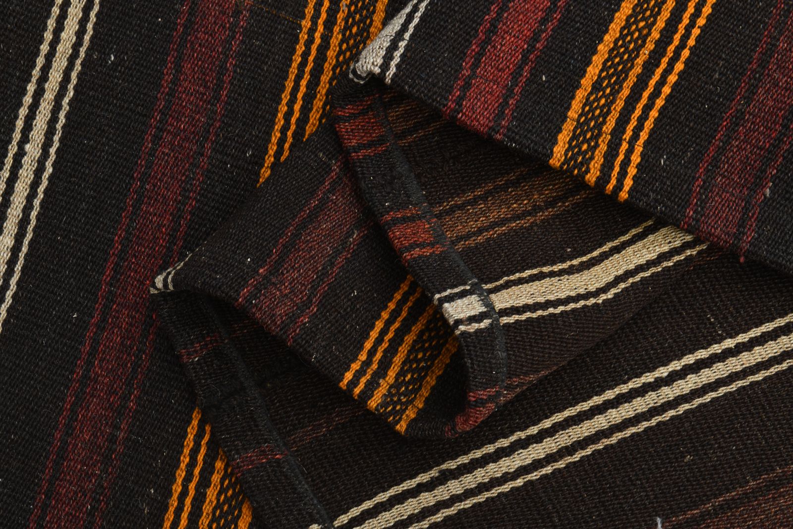 6'5x9'9 Ft, Flatweave Turkish Kilim, Handmade, Soft Wool, Striped Design, Black Red Color, Vintage Kilim, Farmhouse Decor, Rugs For Living Room, Star photo vinterior
