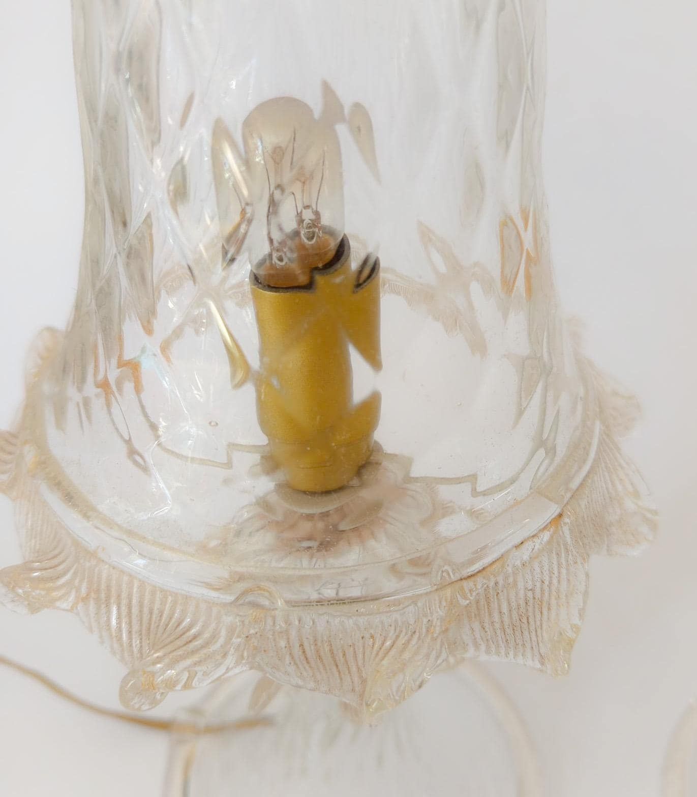 Pair Of 1940s Murano Glass Table Lamps Barovier Gold Leaf Mushroom photo 474.0