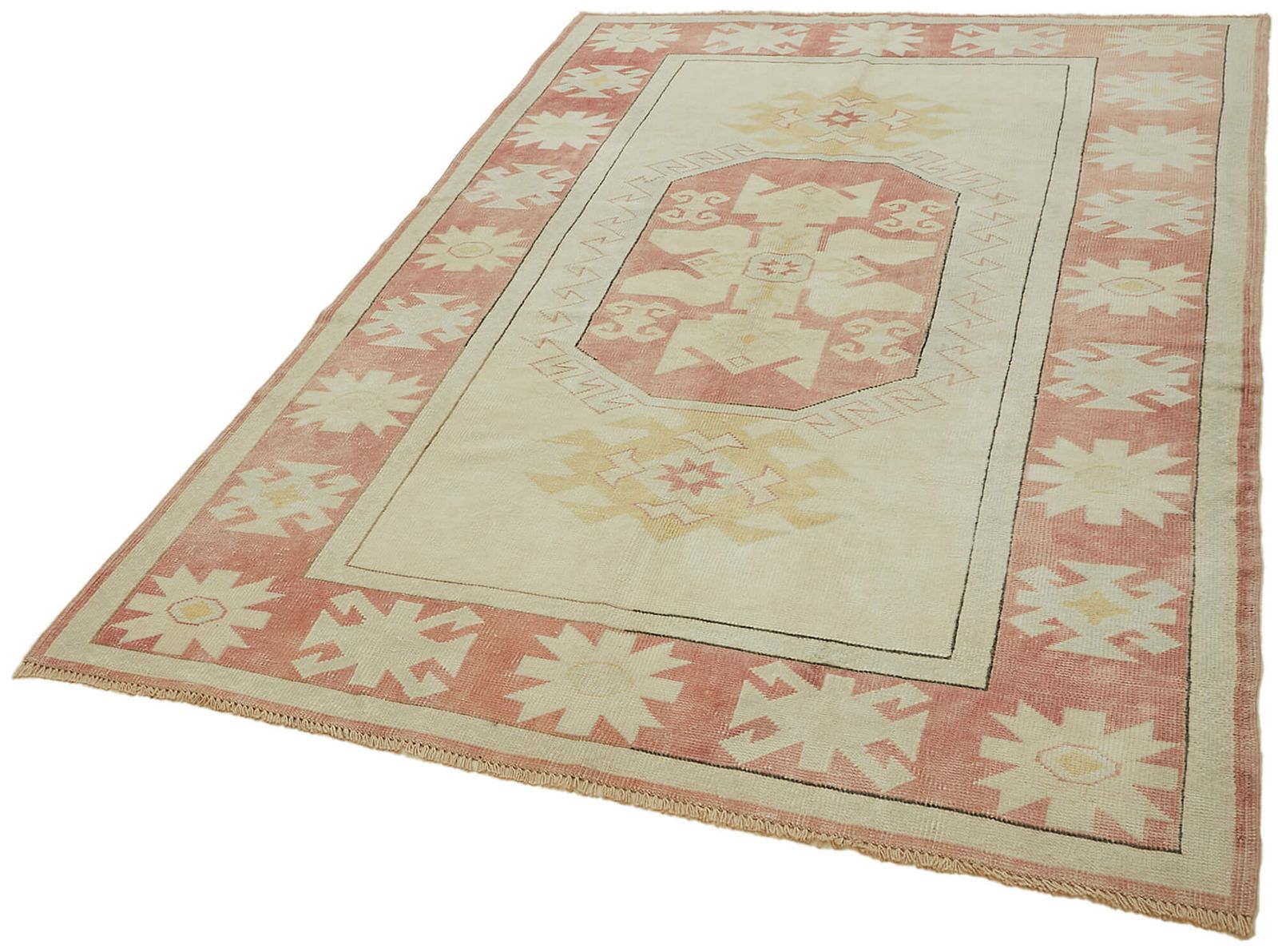 Handmade Vintage Beige Anatolian Rug 162 Cm X 244 Cm photo for sale